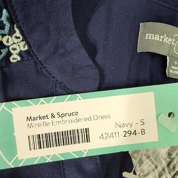 Market & Spruce Stitch Fix Women Mireille Embroidered Mini Dress Navy Size Small - Picture 9 of 12